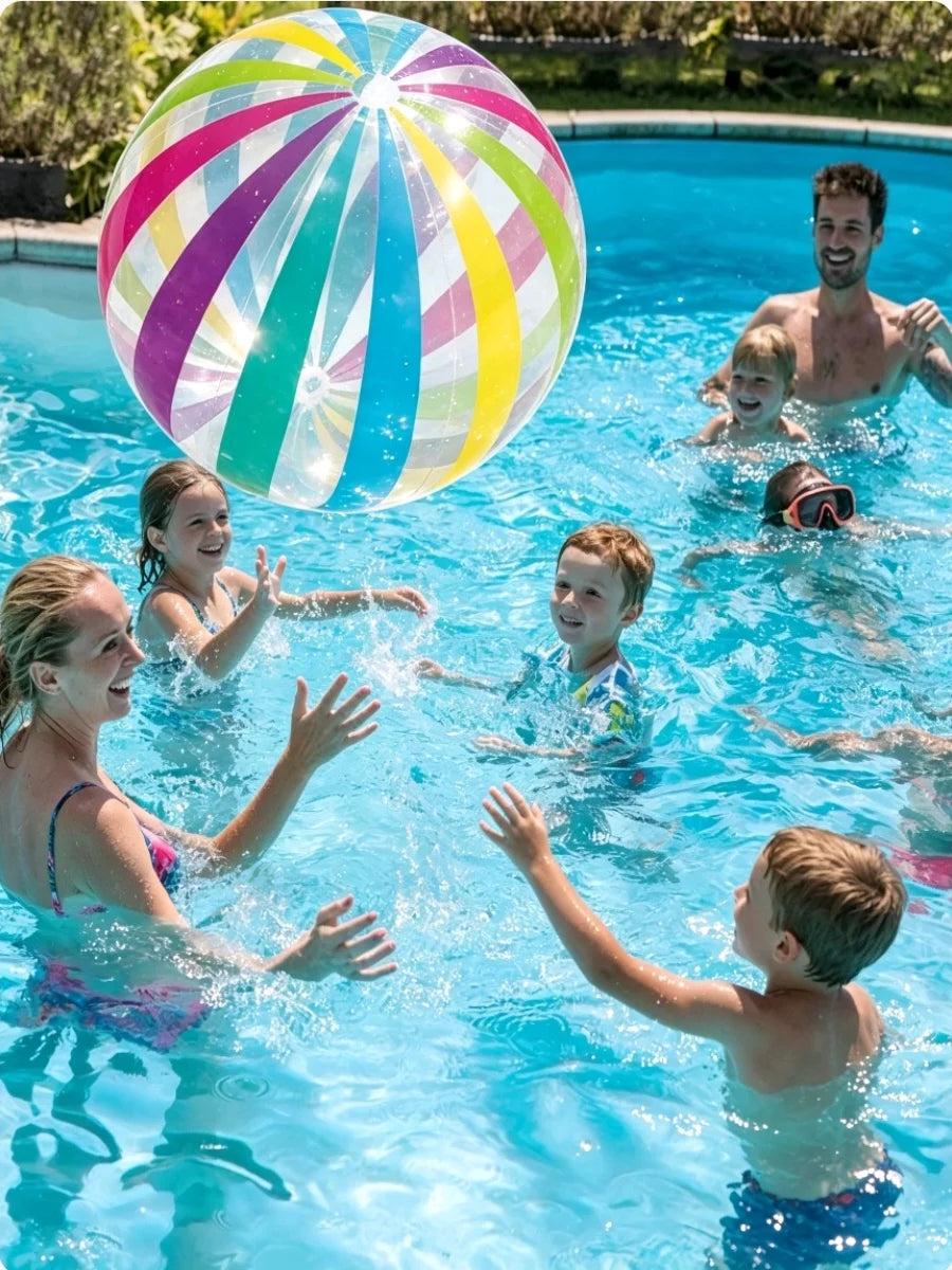 Inflatable Beach Ball Colorful Striped Pool Ball for Summer Water Play