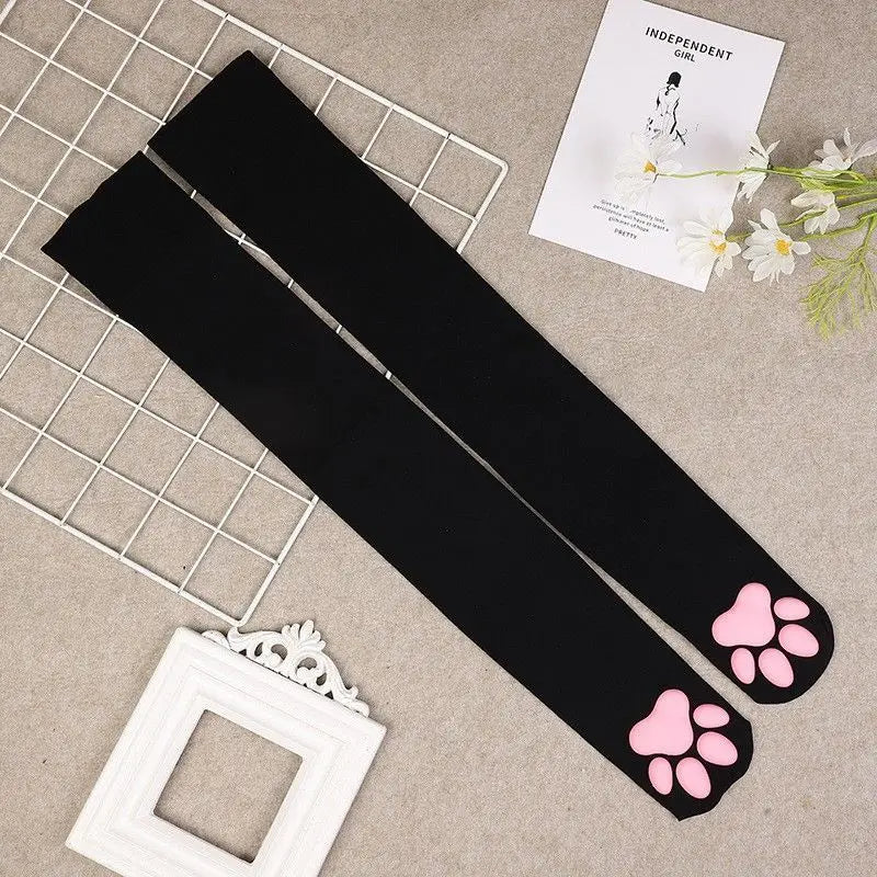 Cat Paw Socks – 3D Knee High Cotton Novelty Socks for Women & Girls