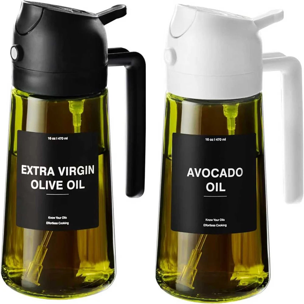 Oil Sprayer 470ml 2-in-1 Glass Olive Oil Dispenser Bottle