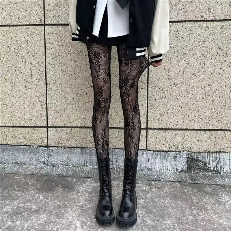 Gothic Spider Web Tights – Retro Mesh Hosiery