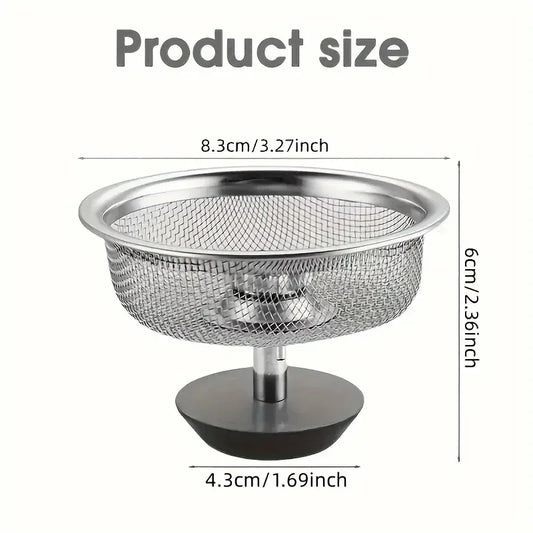 Kitchen Sink Strainer Basket with Handle & Stopper 2-Pack