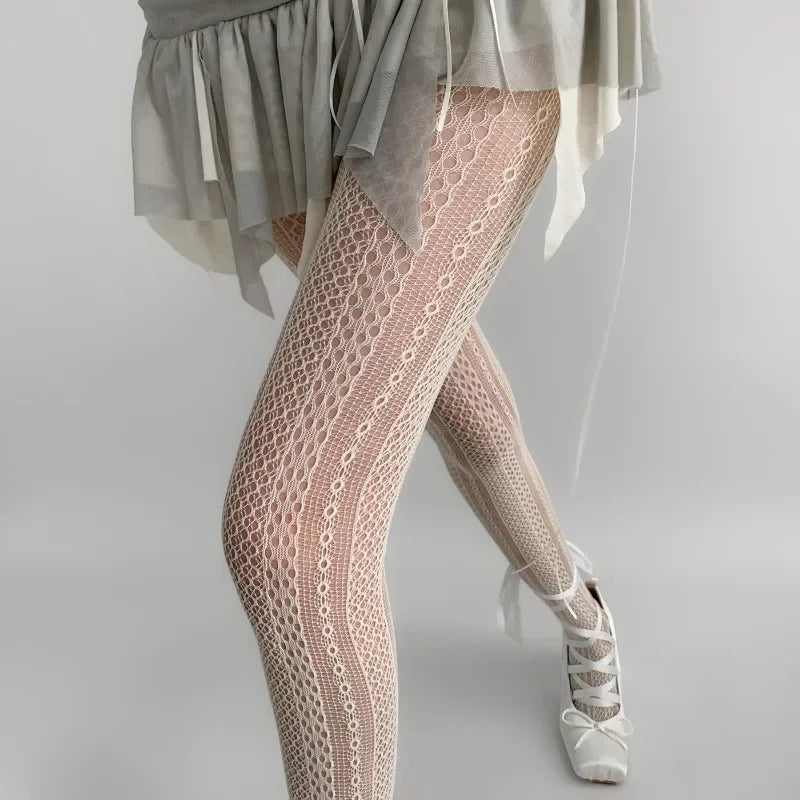 Floral Fishnet Tights for Women – Ripped Pattern Pantyhose