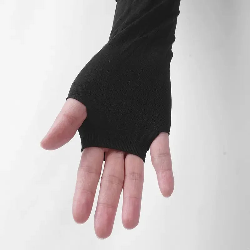 Fingerless Lace Gloves – Sheer Mesh Dot Pattern Style