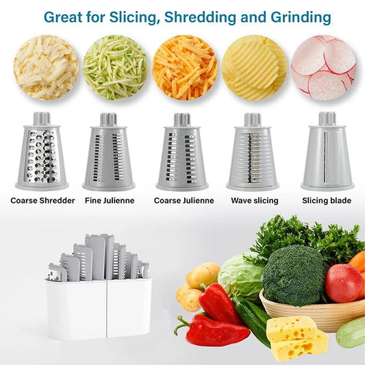 5 in 1 Rotary Cheese Grater Vegetable Slicer Shredder