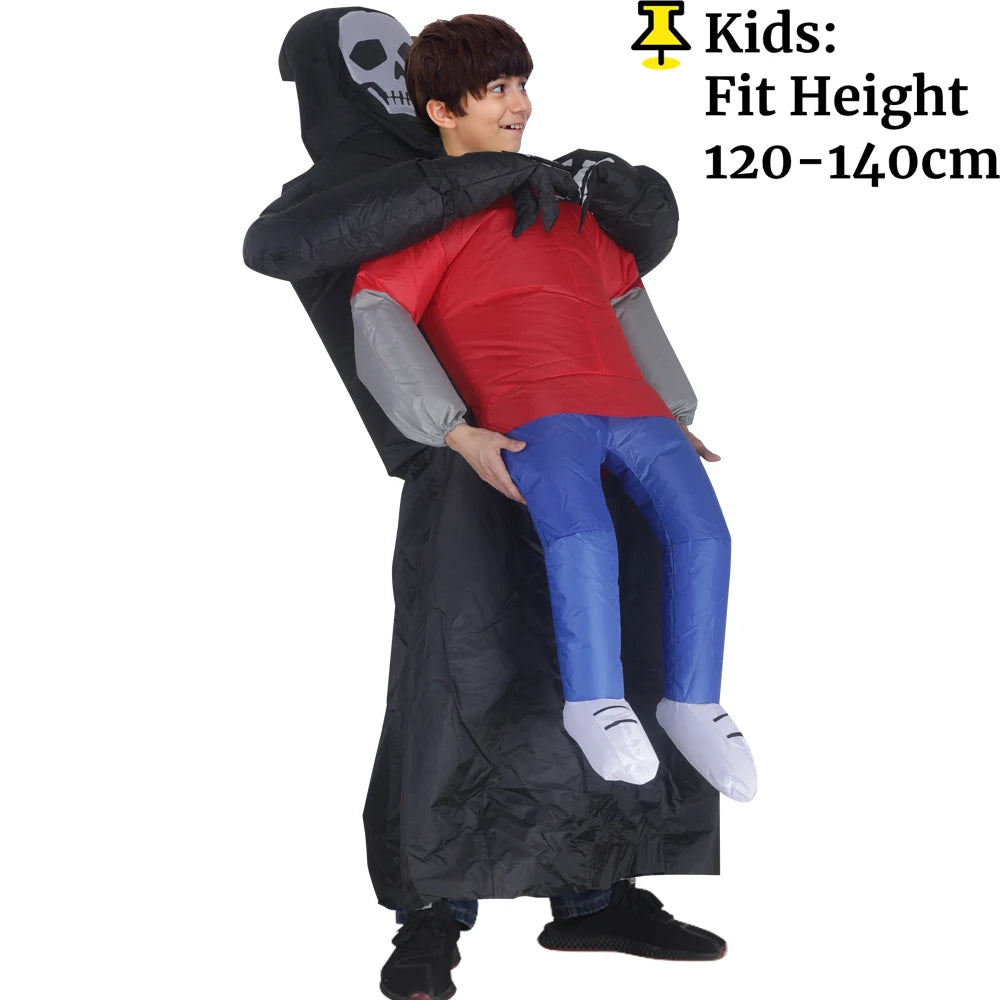 Adult Funny Inflatable Black Robe Mask Ghost Costume Props Halloween Day of the Dead Carnival Party Masquerade Cosplay