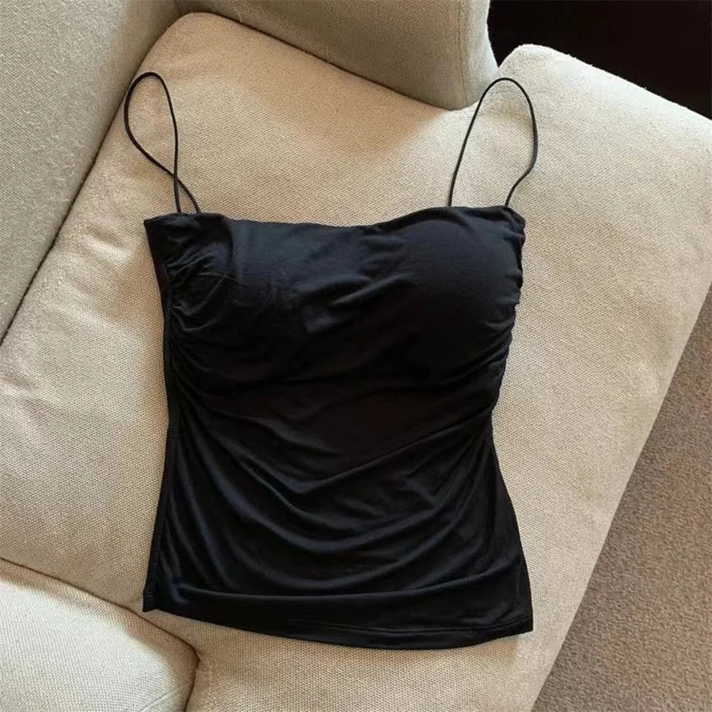 Women’s Sleeveless Tank Top – Stretch Solid Color Crop Top