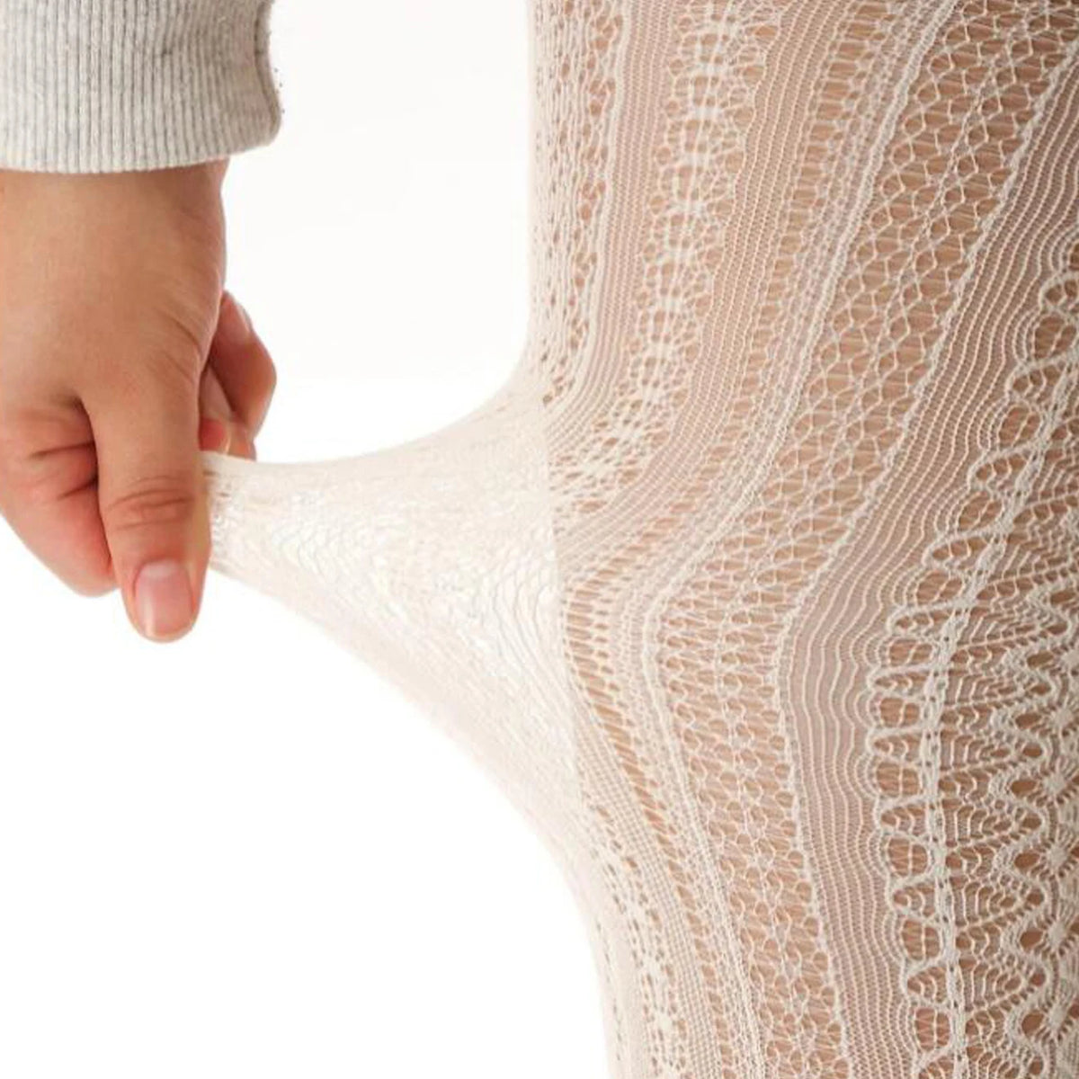 Women’s Lace Tights – White Patterned Fashion Hosiery