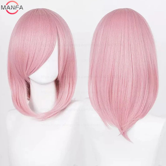 40cm Medium Basic Anime Cosplay Wig Bang Blond Black White Red Pink Green Brown Gold Blue Heat Resistant Synthetic Hair Wigs
