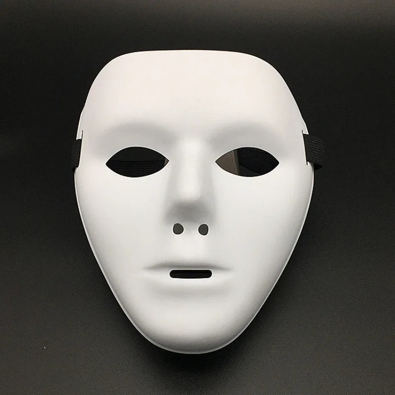 Masquerade Halloween Full Face Mask Hand Painted White Death Clown Black Gold Adult Street Dance Eye Mask Prop