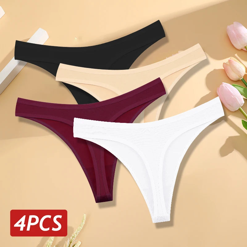 Women’s Cotton Thongs – Seamless Low Rise Underwear