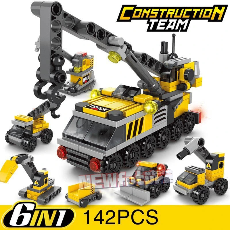Construction Vehicle Building Set – 6-in-1 Engineering Truck Blocks