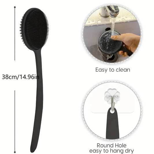 Silicone Back Scrubber Long Handle Shower Body Brush