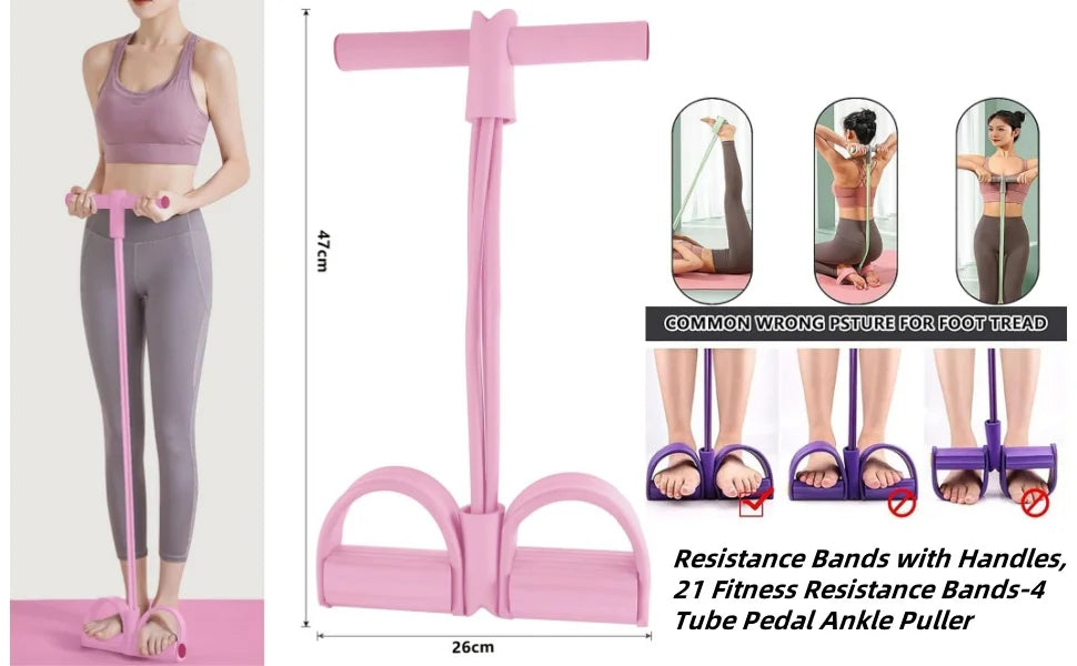 Pedal Resistance Bands with Handles – Full Body Exercise Trainer