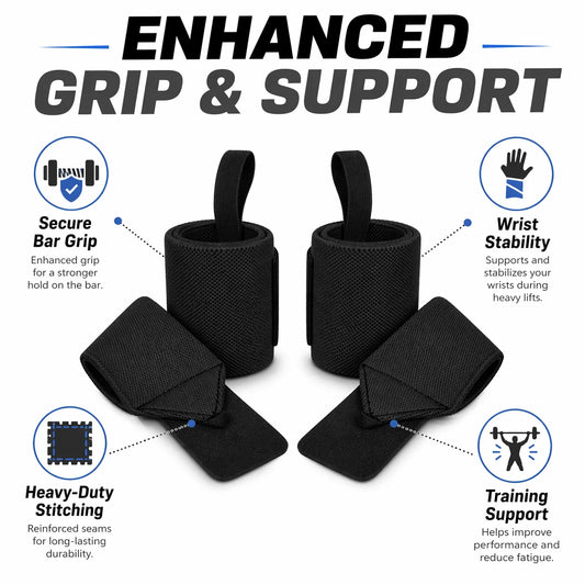 Weightlifting Wrist Straps – Elastic Gym Wrist Wrap with Thumb Ring