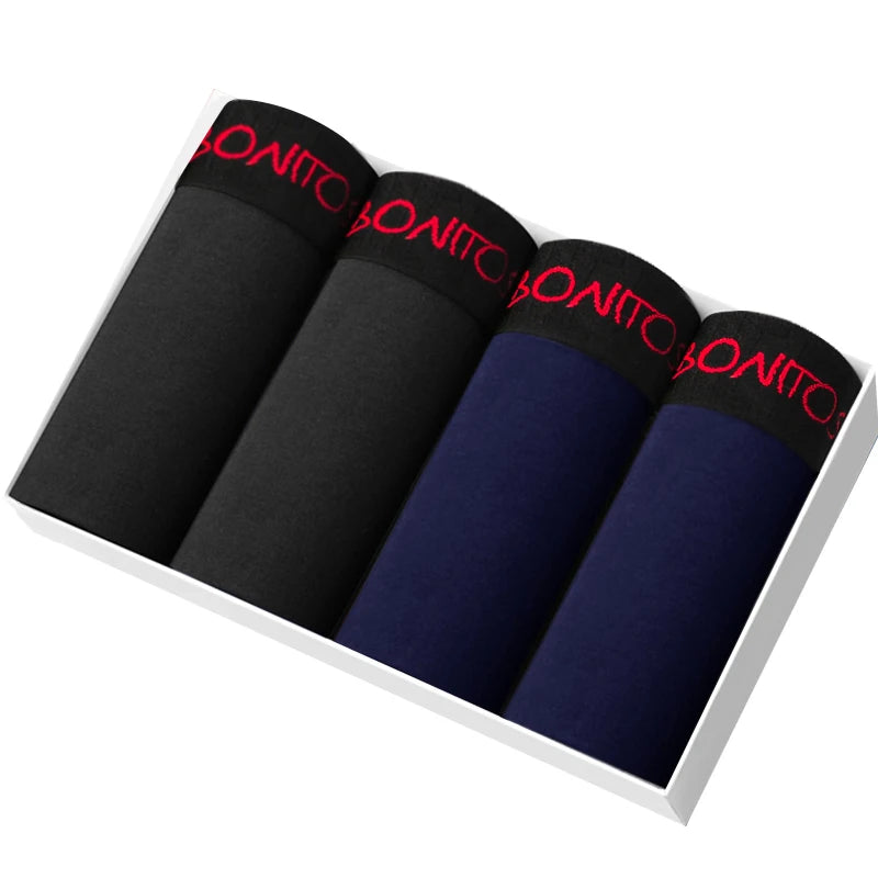Men’s Cotton Boxer Shorts – Soft 4-Piece Underwear Set