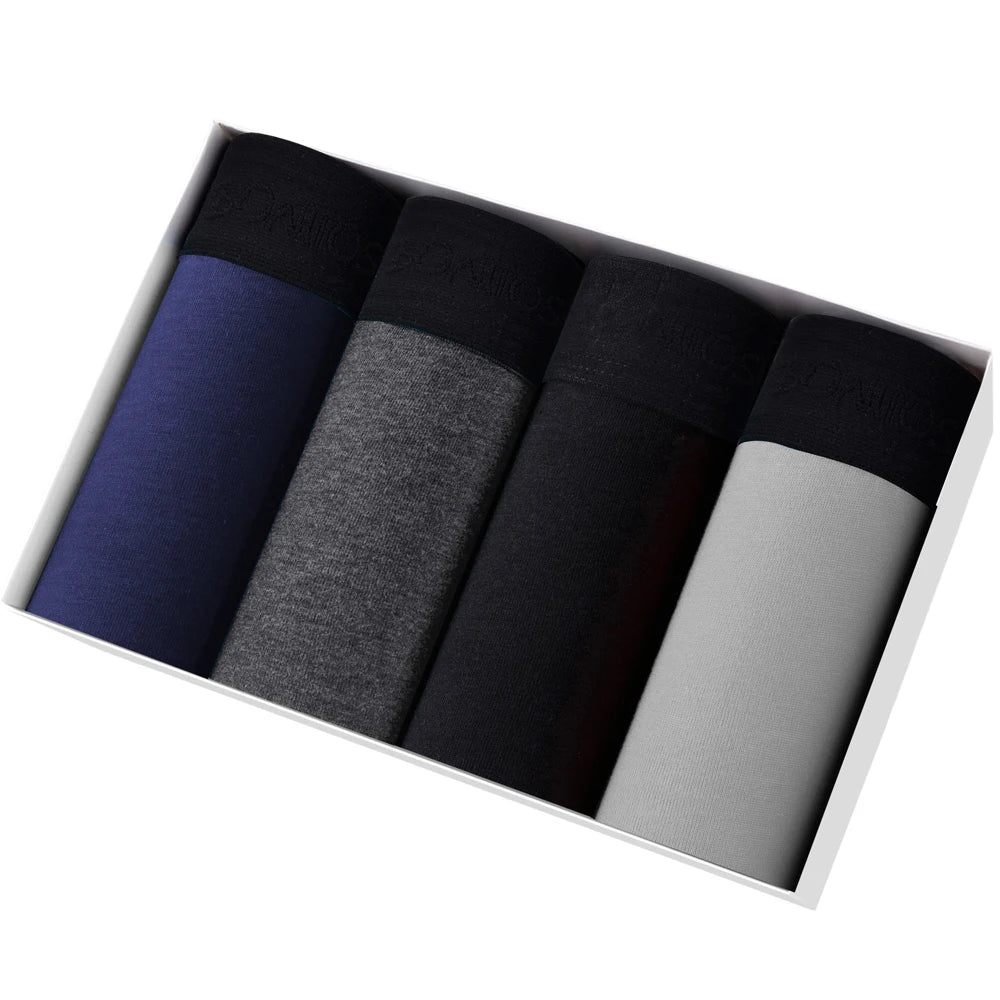 Men’s Cotton Boxer Shorts – Soft 4-Piece Underwear Set