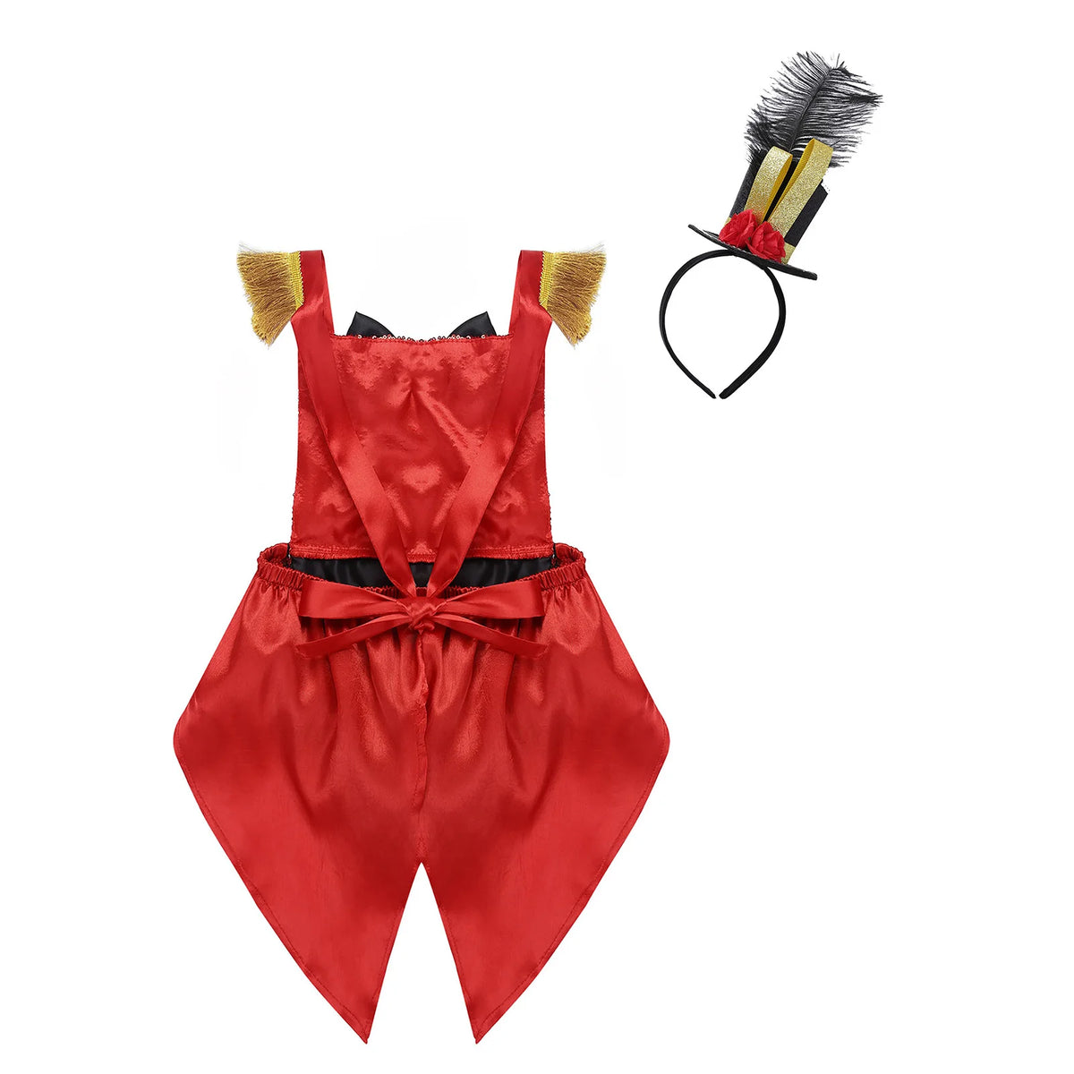 Baby Girl Toddler Showman Ringmaster Circus Costume Bodysuit Sequins Bowknot Romper with Feather Hat for Halloween Cosplay Party