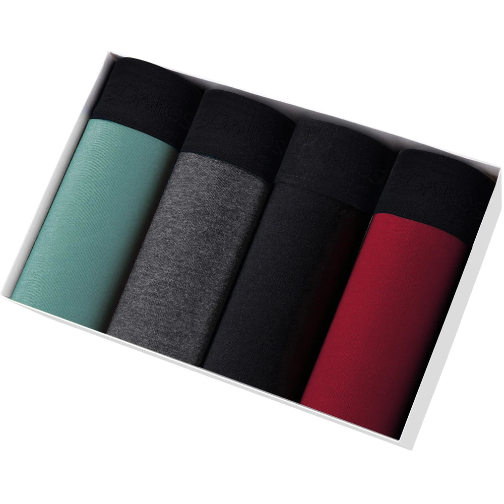Men’s Cotton Boxer Shorts – Soft 4-Piece Underwear Set