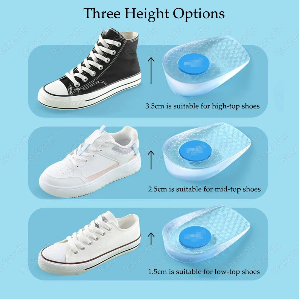Silicone Height Increase Insoles – Invisible Gel Heel Lift Inserts