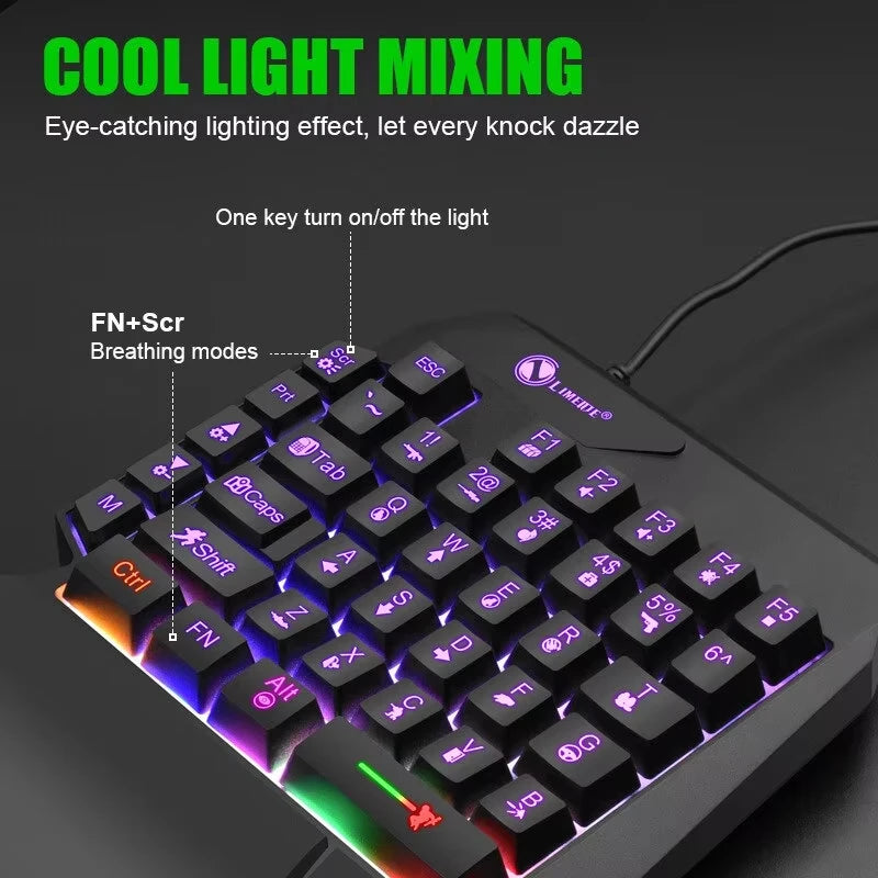 Mini Gaming Keyboard 35-Key USB Wired Backlit Keyboard for PC