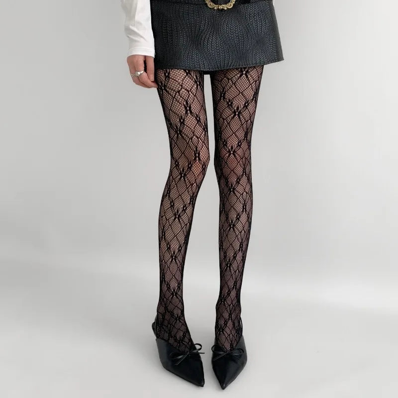 Floral Fishnet Tights for Women – Ripped Pattern Pantyhose