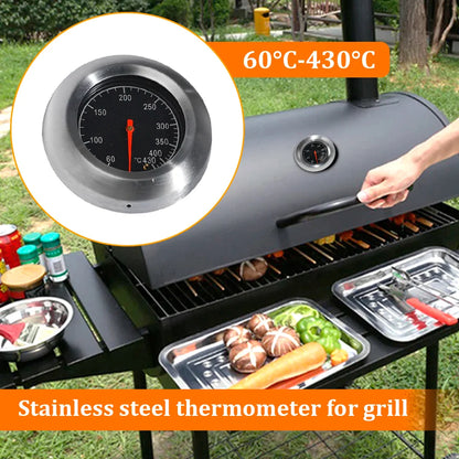 BBQ Smoker Thermometer 60–430°F Stainless Steel Temperature Gauge