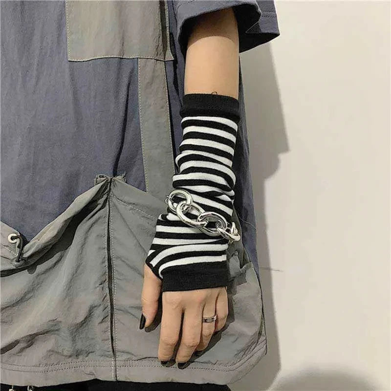Outdoor Punk Long Fingerless Gloves Cuff For Women Men Outdoor Hip-hop Glove Elbow Mittens Cool Stretch Winter Arm Warmer Mitten
