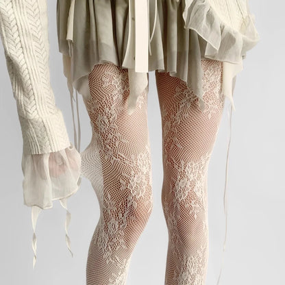 Lace Tights – Floral Mesh Thigh High Style