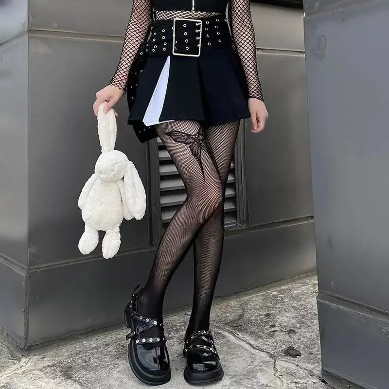 Gothic Spider Web Tights – Retro Mesh Hosiery