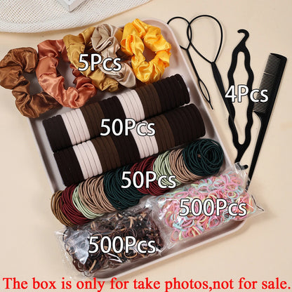 Women’s Hair Accessories Set – Elastic Hair Ties & Scrunchies
