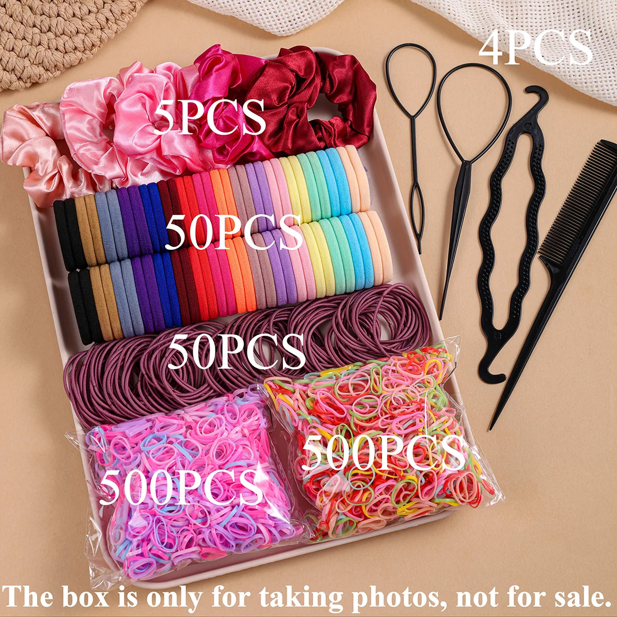 Women’s Hair Accessories Set – Elastic Hair Ties & Scrunchies