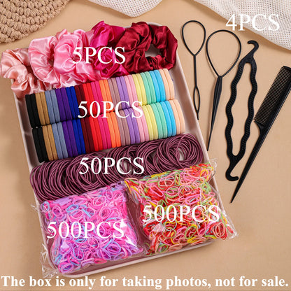 Women’s Hair Accessories Set – Elastic Hair Ties & Scrunchies