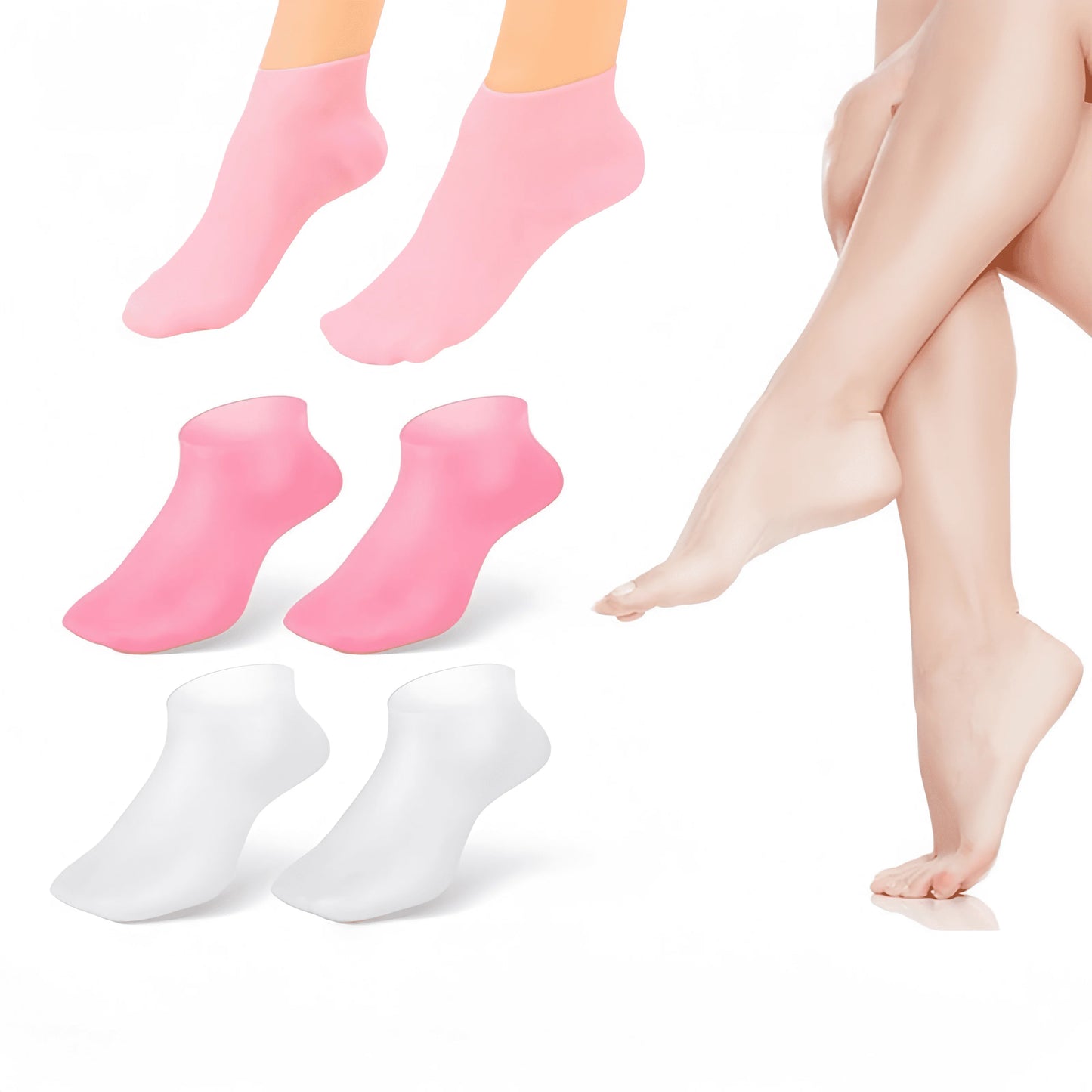 Moisturizing Foot Socks for Dry & Cracked Feet Silicone Heel Care