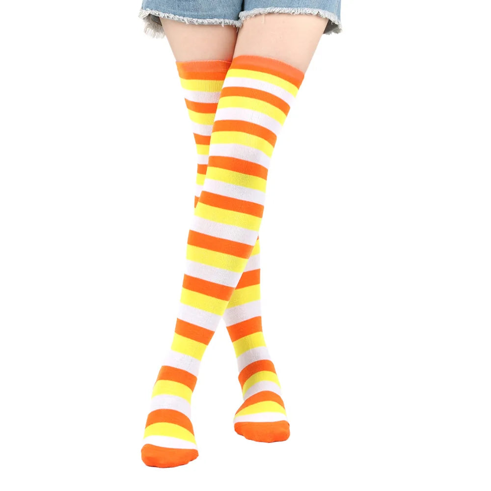 Women's Striped Over Knee Socks – Long Pinstripe Stockings