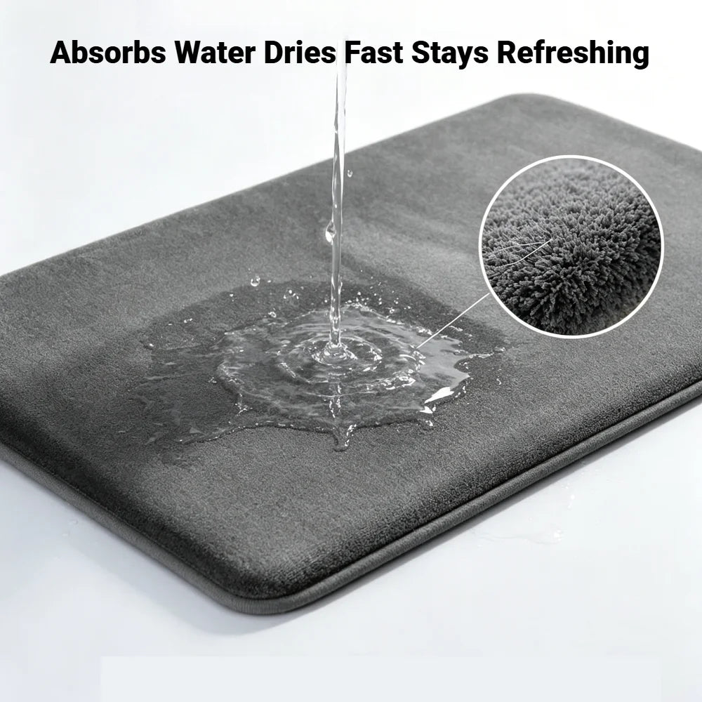 Bathroom Bath Mat Absorbent Coral Velvet Non Slip Floor Mat