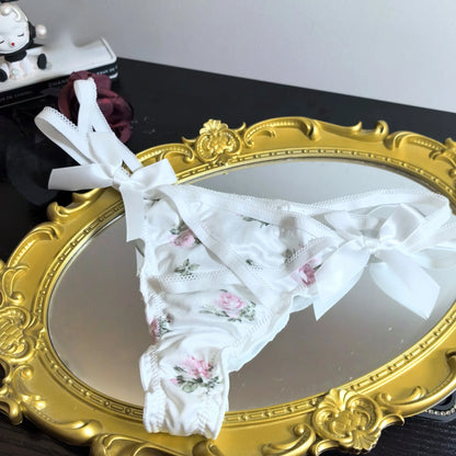 Women’s Satin Underwear – Floral Print Low Rise Panties