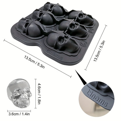 Skull Ice Mold Silicone 3D Ice Cube Tray for Cocktails & Drinks