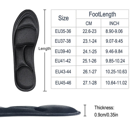 5D Massage Memory Foam Insoles – Cushioned Shoe Inserts EU 35–46