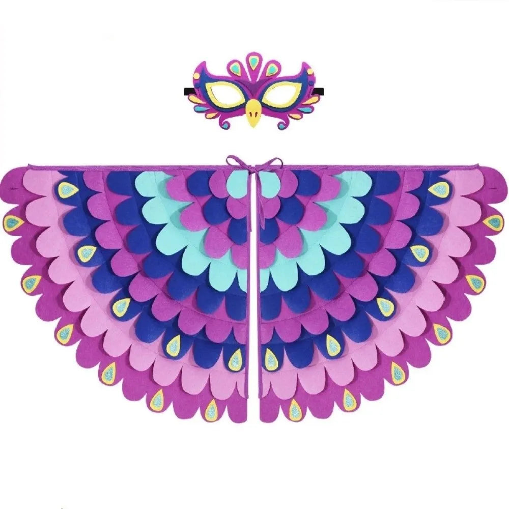 Cute Felt Cloth Halloween Cloak with Mask Bird Wings Owl Halloween Children Costume Robe Cosplay Cape Mask Set Costume Ball
