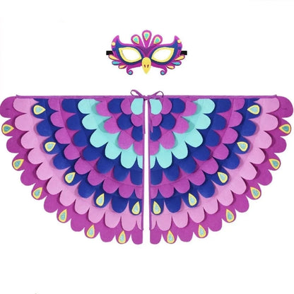 Cute Felt Cloth Halloween Cloak with Mask Bird Wings Owl Halloween Children Costume Robe Cosplay Cape Mask Set Costume Ball