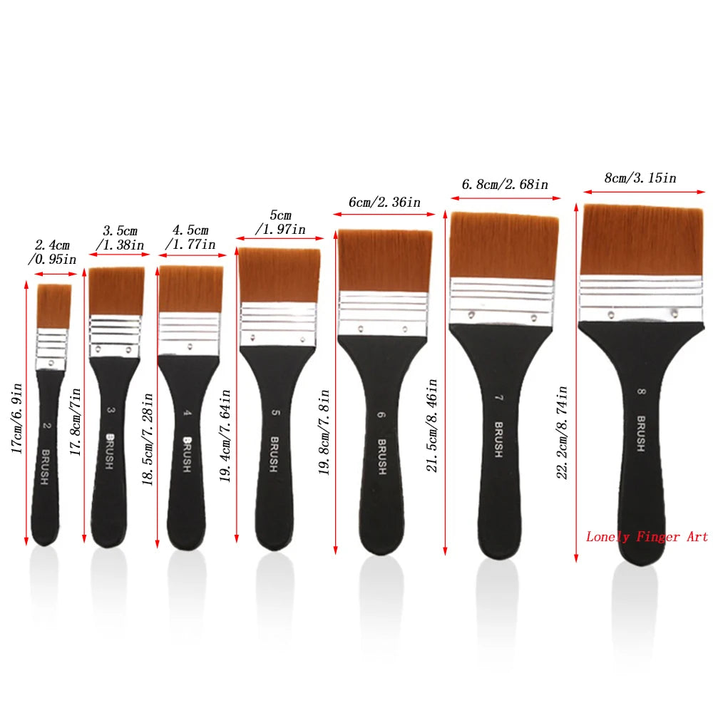 Paint Brush Set 7 Sizes Nylon Art Brushes for Acrylic Watercolor Oil