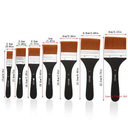 Paint Brush Set 7 Sizes Nylon Art Brushes for Acrylic Watercolor Oil
