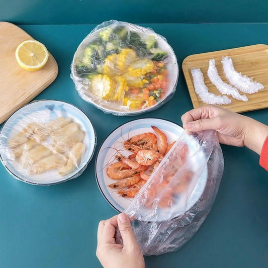 100PCS Plastic Food Covers Elastic Fresh Keeping Covers for Fruits