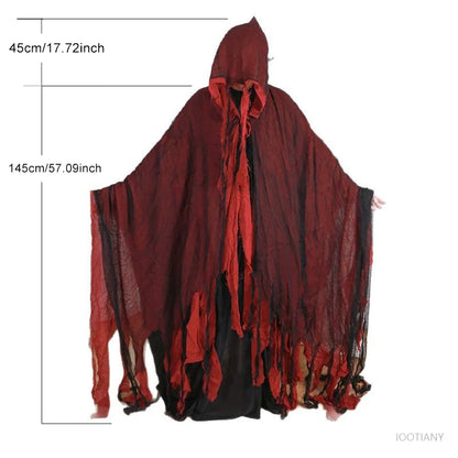Halloween Grim Reaper Cloak Long Hooded Unisex Suitable For Devil Grim Reaper Witch Wizard Christmas Cosplay Red Death Cloaks