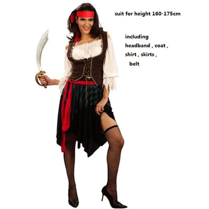 Pirate Costumes for Women Men Adult Halloween Male Captain Jack Sparrow Costume Pirates of the Caribbean Cosplay Clothes Set