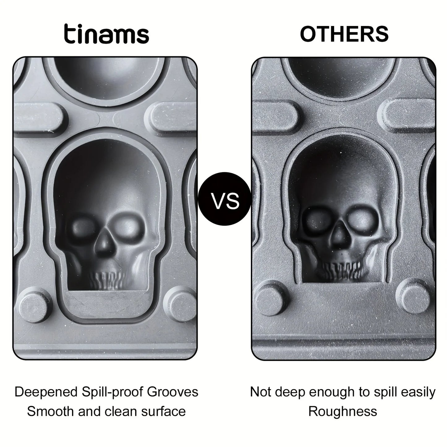 Skull Ice Mold Silicone 3D Ice Cube Tray for Cocktails & Drinks