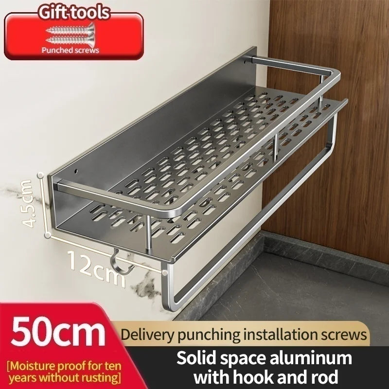 Kitchen Wall Shelf | Aluminum Spice Organizer Rack
