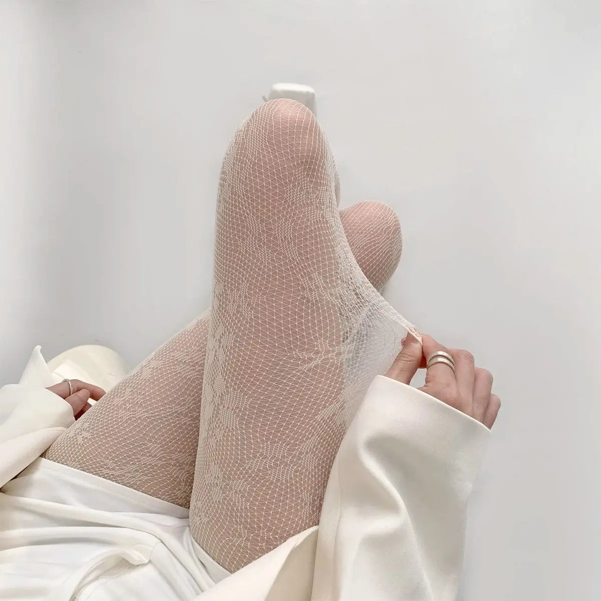 Floral Lace Stockings – Women’s Mesh Tights with Retro Vine Design