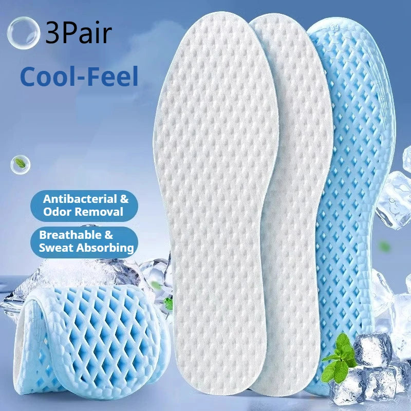 Sports Insoles 3 Pair Cooling Breathable Shock Absorbing Shoe Inserts