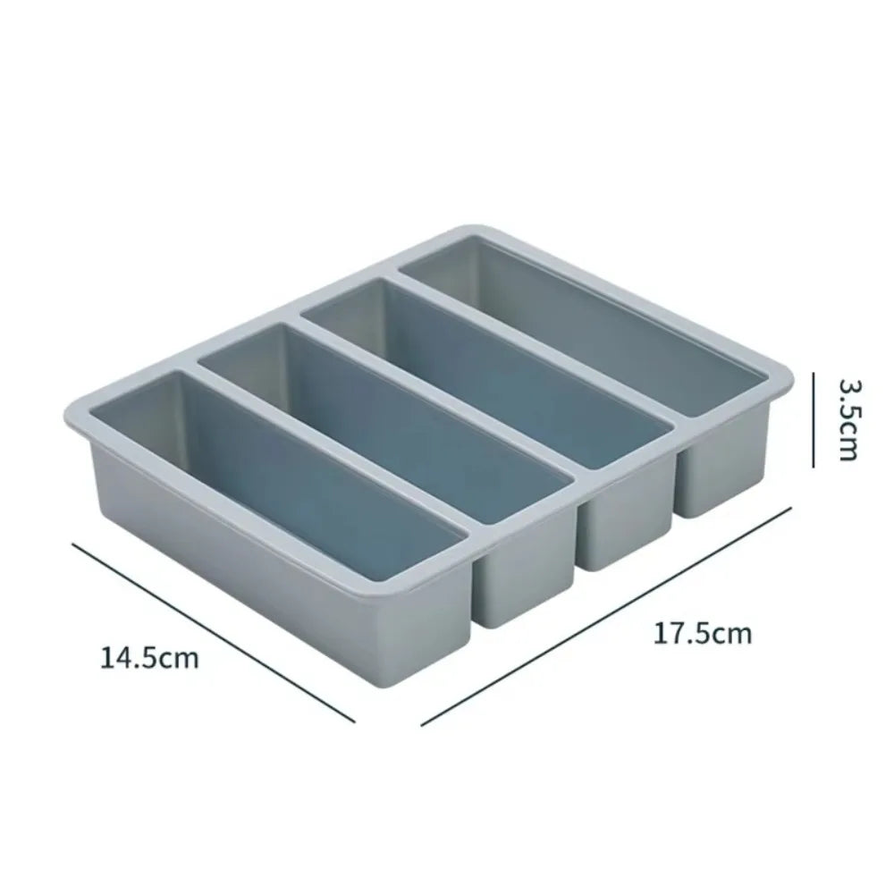 Silicone Freezer Tray 4 Grid Food Storage Mold with Lid